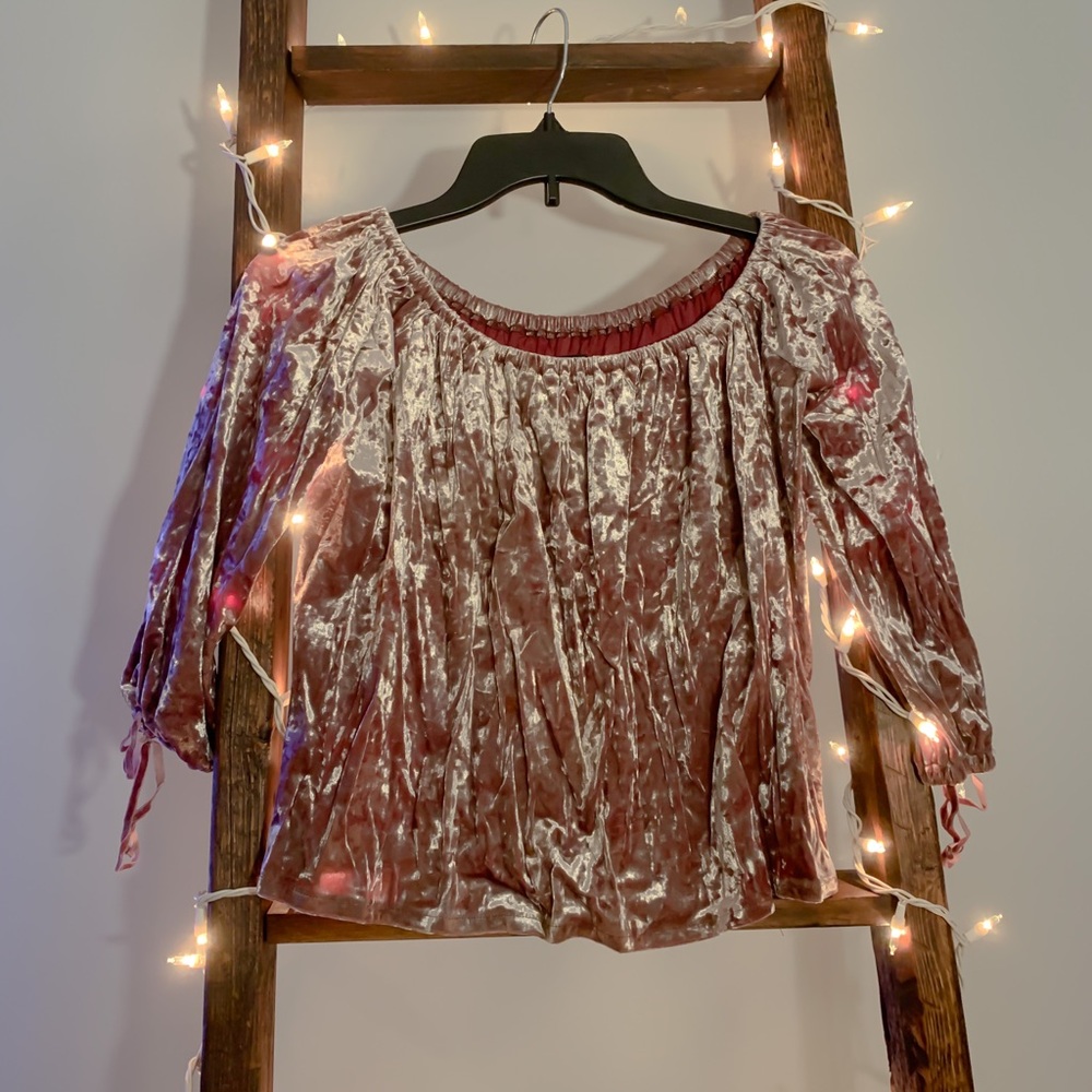 Velvety American Eagle Balloon Sleeve Top